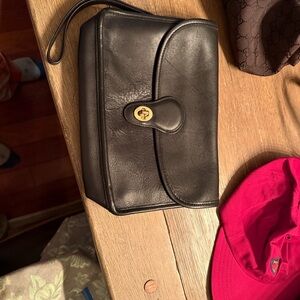 Classic Black Leather Clutch Bag